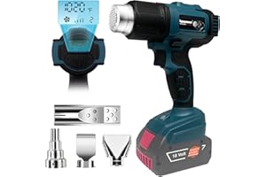 BYCZONE bycpower Heißluftgebläse für Bosch Professional 18V System Akku, 1022 ℉ schnell aufheizende Löt-Heißluftpistole mit LCD-Digitalanzeige für Schrumpffolie, Elektronik, Harz