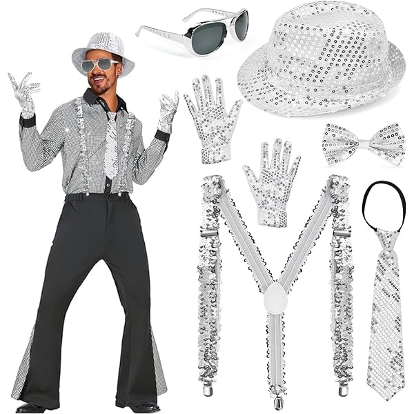 Tenue Disco Accessoires Strass Et Paillettes Homme, Accessoires De Fête Pour Tous Vos Déguisements Et Costumes - Déguise-toi Costume Annee 80 Homme