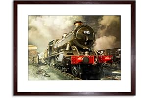 Wee Blue Coo Steam Train Vintage Colour Photo Framed Wall Art Print