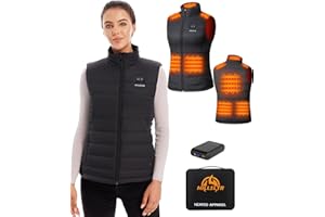 HILLSLTR Gilet Chauffant Femme, Gilet Chauffant avec Batterie Incluse 7.4V 16000mAh, Gilet Chauffant avec 8 Zones de Chauffage, 3 Niveaux de Chaleur Réglables, Veste Chauffante pour le ski/moto