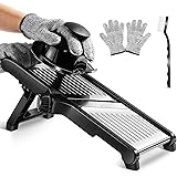 MASTERTOP Mandolina Vegetale Multifunzionale, Mandolina Giapponese Regolabile e Professionale in Acciaio Inox, Lame Affilate 