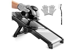 MASTERTOP Mandolina Vegetale Multifunzionale, Mandolina Giapponese Regolabile e Professionale in Acciaio Inox, Lame Affilate per Tagli di Spessori Multipli