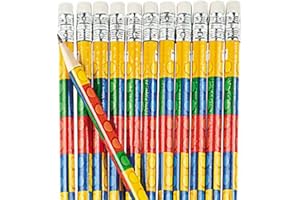 MUNCHIEMOOSKIDS Pack of 12 - Brick Block Wooden Pencils with Erasers- Party Bag Fillers