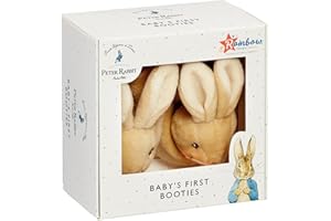 Official Peter Rabbit Baby Booties - Newborn Crib Shoes for Boys and Girls - Unisex Baby Slippers by Rainbow Designs