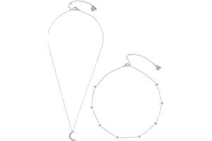 Happiness Boutique Set Bijoux Luna Stella in Argento 2 Pezzi | Collana Luna Crescente e Choker Catenina Filigrana con Stelle
