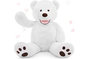 MorisMos Orso Peluche Grande 100cm, XL Orsetto Orsacchiotto di Peluche Gigante Bianco Morbido Coccoloso, Regalo Compleanno per Lei Bambini Ragazzo Fidanzata Donna Decorazioni