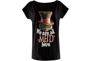 ALICE IM WUNDERLAND Alice in Wonderland We Are all Mad Here Donna T-Shirt Nero Largo