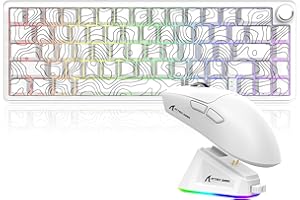 MAMBASNAKE X ATTACK SHARK Conjunto Teclado X65PRO HE de Disparo Rápido y Mouse X11 Gaming, Interruptor Magnético, Precisión RT de 0.01mm 8KHz, Conexiones BT/2.4G/USB-C, Base de Carga Magnética -Blanco