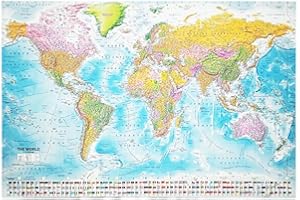 ‎CLOSE UP Close Up Weltkarte Pinnwand XXL MAPS IN Minutes (120cm x 80cm), Made in Germany, Inklusive Markierfähnchen