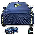GARREGE® Waterproof Car Body Cover for Maruti Baleno 100% All Weather Proof with Mirror & Antenna Packet & Full Bottom Elistic, Triple Stitching with 100% Nail Proof Cover Navy Blue