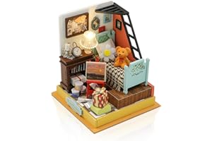 Cuteefun DIY Miniature House Kits, 3D Wooden Dollhouse Kits, Tiny Model House for Adults to Build,Mini House Crafts for Teens Adults Hobby Birthday Gifts (Dream Bedroom)