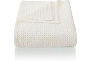 ‎CHUFFED CHUFFED 100% Baumwolle Decke 220 x 240 cm, Weiche und Atmungsaktive Tagesdecke, Waffelmuster Leichte Decke als Sofadecke Couchdecke, Weich Kuschelige Wohndecke Wohnzimmer, Sofa Couch Weiß