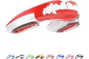 Reductro Mouthguard Slim Fit, Adults and Junior Sports Gum Shield Mouth Guard with case for Boxing, MMA, Rugby, Hockey, Karate, Judo and All Contact Sports. Fitting Technology. (Red & White)