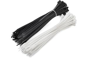 MutecPower Attaches Cables 40cm longueur Blanche & Noire Nylon 50-Pack, Usage Intensif, Soutien une charge jusqu'a 55kg - 7.2x400mm