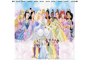 LKFFHAVD Disney Lot de 2 rideaux occultants avec impression 3D à œillets Cendrillon, Raiponce - Pour chambre à coucher et chambre d'enfant (220 × 215 (l x H) - 24