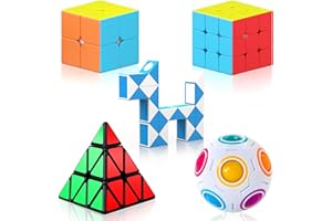Vdealen Juego de Cubos Mágicos,Juego de 5 Cubos de Velocidad Profesional, Cubo de Rompecabezas Suave, Rompecabezas de Giro Fácil, Juegos de Rompecabezas 3D para Niños y Adultos