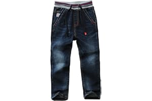 Happy Cherry Jeans per Bambini da 3 a 14 Anni con Tasche Elastico in Vita Pantaloni Lunghi Jeans Denim Stretch Ragazzo Primavera e Autunno