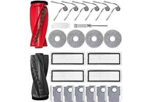 APZOVO Accessoires de Rechange pour Roborock Qrevo S5V /Qrevo Curv/Qrevo Curv S5X /Qrevo Edge/Qrevo Edge S5A, 1 Brosse Principale, 6 Sacs à Poussière, 4 Hepa Filtre, 4 Serpillière, 6 Brosse Latérale