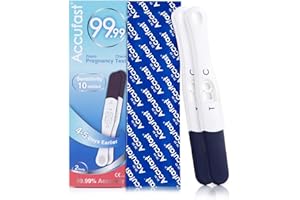 Accufast Test di Gravidanza, 2 Test Gravidanza Precoce Pregnancy Test, 10mIU HCG Test, Precisione Superiore al 99.99% Test di Gravidanza Precoce 4 Giorni + Urine Tazza (2 Pezzi - Nuova Versione)