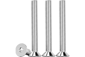 Drenky Socket Screws, M6 Screws 25 Pcs Countersunk Bolts 304 Stainless Steel Screws M6 X 45mm Flat Head Hex Socket Cap Screws DIN 7991 / ISO 10642 Fully Thread Rustproof Machine Screws