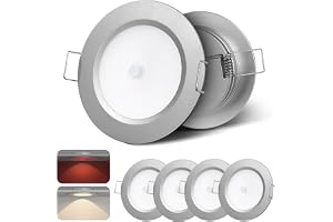 CamperXlite 4 x LED recessed spotlight 12V DC husbil, 76mm aluminium dimmable LED spot 24V med rött ljus, inbyggd dimmer för