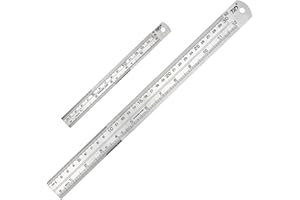 TAOBWN Stainless Steel Ruler Set 30cm(12inch) + 15cm(6inch) Heavy Duty Metal Ruler Straight Edge for School Office Drawing Easy Measurement