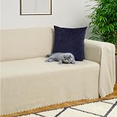 Latuda Home Mikrofiber Ş&ouml;nil Fitilli Minimalist Koltuk &Ouml;rt&uuml;s&uuml; -175x300 cm Large, &Ccedil;ift Taraflı, Kaymaz, Terletmez,Camel