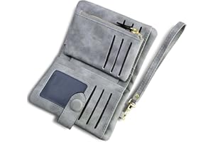 AOXONEL Women's Small Bifold Leather Wallet RFID Blocking Ladies Wristlet with Card Holder id Window Coin Purse