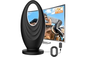 GBOKYN Antena de TV Interior Potente TDT HD con Base magnética, 480KM Antena de TV Interior con Amplificador de señal, 5M de Cable coaxial, Adecuado para 1080P 4K Canales de TV Gratis