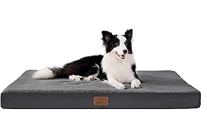 Bedsure Cama Perro Grande Ortopédica - Colchón Perro Lavable L, Desenfundable con Espuma De Caja De Huevos, 91x69x7.6 cm, Gris Oscuro