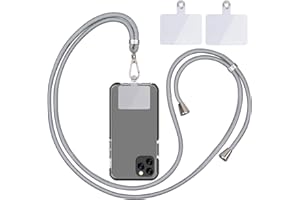 LINKBRO Mobile Phone Chain Universal, Mobile Phone Lanyard, Universal Mobile Phone Hanging Around the Neck with Pad, Mobile Phone Lanyard, Adjustable and Removable. (1 Light Silver)
