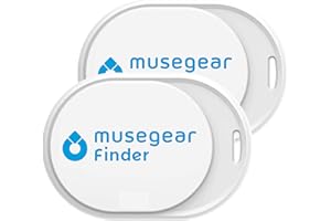 musegear Schlüsselfinder Mini mit Bluetooth App I Keyfinder laut für Handy in weiß 2er Pack I Für iOS & Android I Schlüssel Finden
