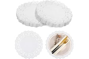 YEXIYA 600 Pcs Paper Doilies 12 Inch Round Doilies Paper Lace Round Paper Placemats Disposable Paper Doilies for Crafts Doily Paper Pad Paper Doilies for Placemats Food Desert Tableware Decor (White)