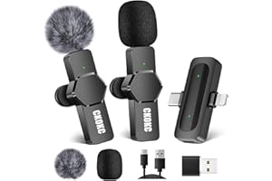 CKOKC Microfono wireless Lavalier per iPhone - Android Computer, Mini microfono per streaming live streaming, ricevitore 2 in 1 integrato, registrazioni video, interviste all'aperto o al chiuso, Vlog