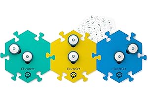 FluentPet Speak Up Get Started Kit with Clearer Upward-Facing Sound - 6 Recordable Buttons w/Pre-Installed Batteries & 3 HexTile Button Mats | Training Dog & Cat Communication Buttons