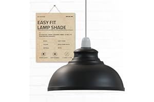 DC Voltage Industrial Ceiling Pendant Light Shades Retro Style Curvy Dome Shaped lamp Shades Metal Easy fit Ceiling Pendant Light Shades for Light fixtures (Black and White)