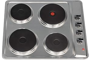 SIA PHP601SS 60cm Stainless Steel Solid Plate 4 Zone Electric Easy Clean Hob
