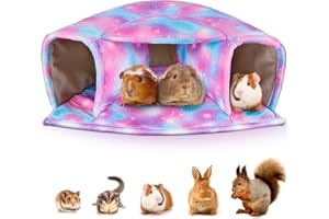 Bienbee Guinea Pig Hideout, Guinea Pig House with Bed and Tunnel Guinea Pig Houses and Hideouts Guinea Pig Accessories for Bunny, Rabbit, Hamster