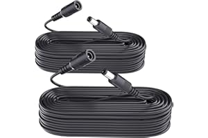 ANLINK 2pcs 10m Câble d'extension d'alimentation, câble d'extension DC 12V 5,5 mm x 2,1 mm Compatible avec l'adaptateur d'alimentation 12V DC ou Le Chargeur Mural pour caméra de sécurité CCTV-Noir