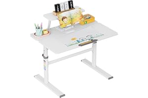 ‎MARK ADLER MARK ADLER Study 3.7 Höhenverstellbarer Kinderschreibtisch mit neigbarer Tischplatte | Ergonomischer Schreibtisch für Kinder mit Bücherstütze & Ablagefach | 90–160 cm Körpergröße | Grau