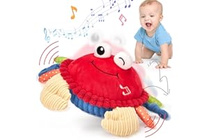 hahaland Jouet Bebe 6-12 Mois, Crabe Qui Marche Bebe avec Musique & Enregistrement Jouets en Peluche Interactifs Tummy Time, Jouets musicaux Rampants Cadeau Enfant 1 2 3 Ans Garcon Fille