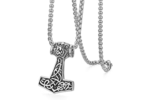 OIDEA Collar con colgante de martillo de Thors de acero inoxidable para hombre con