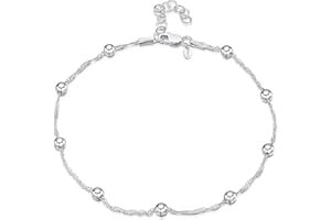 Amberta Włoska bransoletka na kostkę ze srebra wysokiej próby 925 dla kobiet, srebro wysokiej próby, bransoletki na kostkę dla kobiet, srebro próby 925, regulowana bransoletka na kostkę