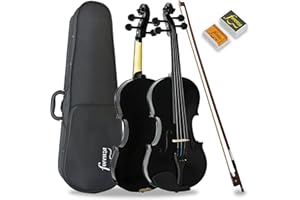 Forenza Uno Série 3/4 Taille De Violon Pour Débutants Avec Étui Dur Léger, Arc En Bois, Colophane, Cordes En Acier - Noir