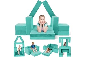 Gilire 2024 Neuestes Spielsofa | Spielsofa für Kinder | Kindersofa aus 7 Schaumstoff Bausteine, Flexibel Kombinierbare Kinder Couch Modulares Spielsofa zum Spielen, Kreativsein, Schlafen