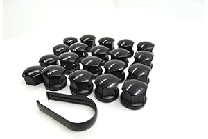 Partsdealers WHEEL NUT COVERS FOR VOLVO S60 S80 S90 V50 V60 V70 V90 XC40 XC60 XC70 X90 BOLT CAPS + LOCKING COVERS 19mm SET (GLOSSY BLACK 16+4+TOOL)
