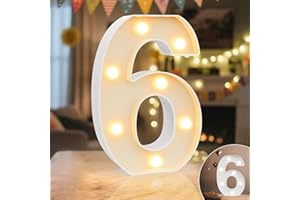 Ledido LED Light Up Marquee Numbers Sign - Cool & Warm Light up Numbers for 6th Birthday Decorations, LED Number Lights for Wedding Anniversary Grad Home Bedroom Table Wall Party Decor, Number 6