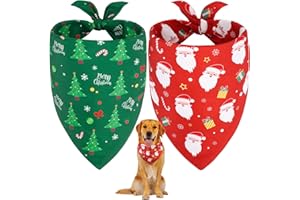 SZEE 2 Stück Hundehalstuch Weihnachten,Hunde Bandana-Festliches Halstuch für Hunde & Katzen mit Santa- und Tannenbaum-Motiv, Weiches Kopftücher Waschbarer Hundehalstücher, Ideale Haustiergeschenk, XL