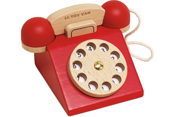 Le Toy Van - TV323 - Spielzeug-Telefon-Lernspiel für Kinder AB 3 Jahren, Vintage-Wählscheibentelefon aus FSC-zertifiziertem Naturholz und Farben Auf Wasserbasis, inklusive Glocke