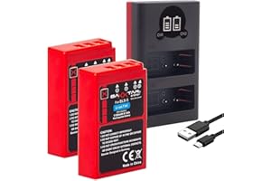 Baxxtar Pro 2X Batterie BLS-5 BLS-50 (véritable 1100mAh) Compatible avec Olympus Om-System - avec 18802 Mini Chargeur Dual - Alimentation par USB-C ou Micro-USB